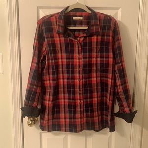 Barbour 100% cotton Flannel shirt, size 12, L Fall colors. Like new. Great buy!!
